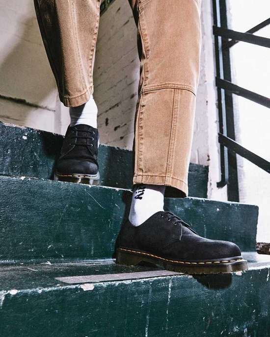 Zapatos Con Cordones Dr. Martens 1461 Nubuck Hombre Negros MX-51674